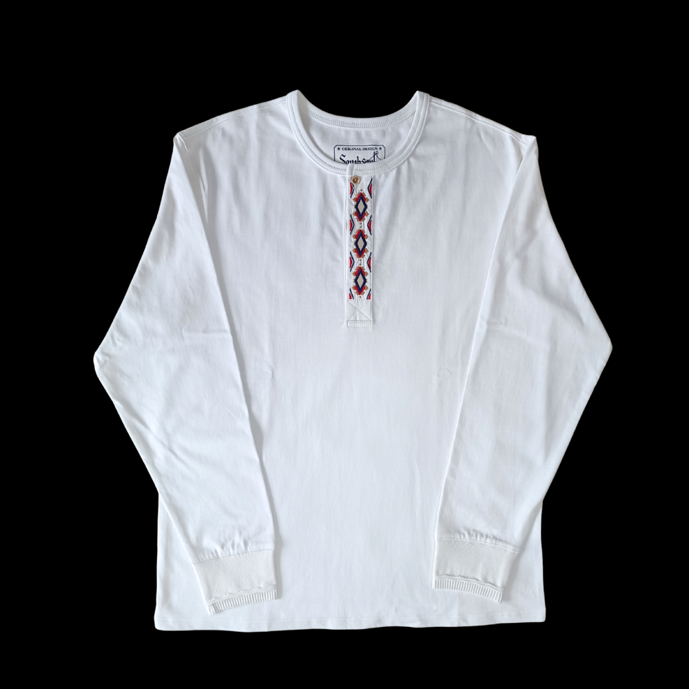 Heavyweight Tribal Embroidered Henley