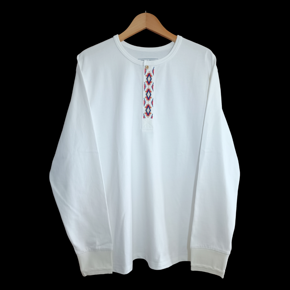 Heavyweight Tribal Embroidered Henley