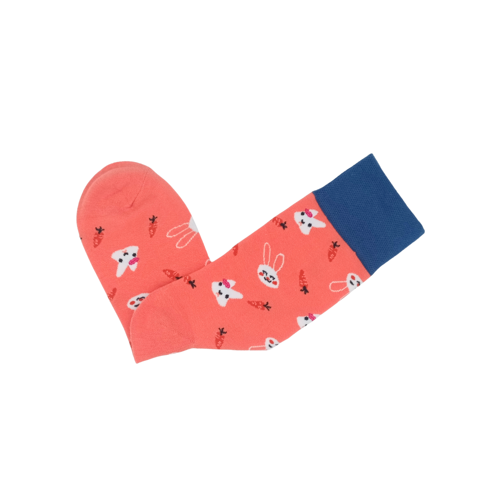 Bunny & Carrot Socks – Cute Easter Socks in Coral