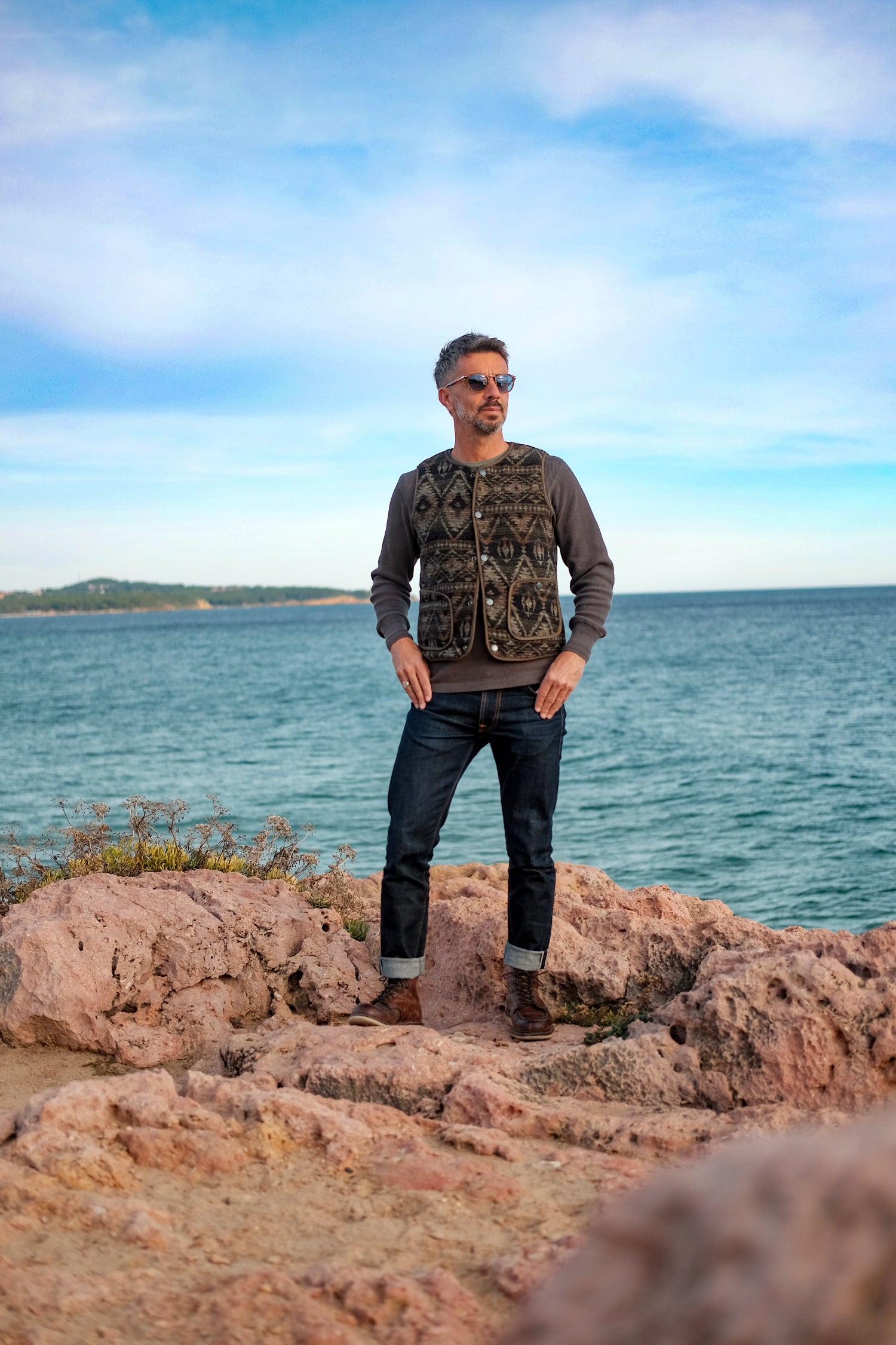 Vintage Reversible Quilted Vest – Tribal Knit Outerwear