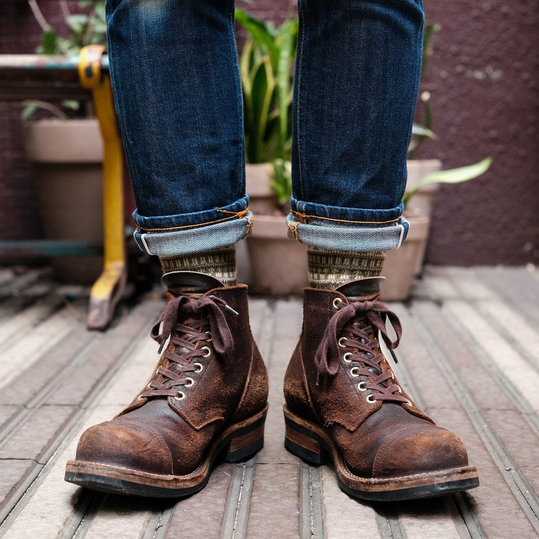 Arrca green socks with brown boots Comfysocks