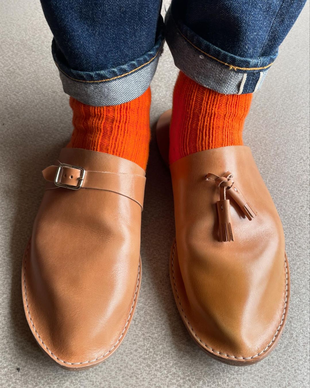 Alfred neon orange socks with sandals Comfysocks