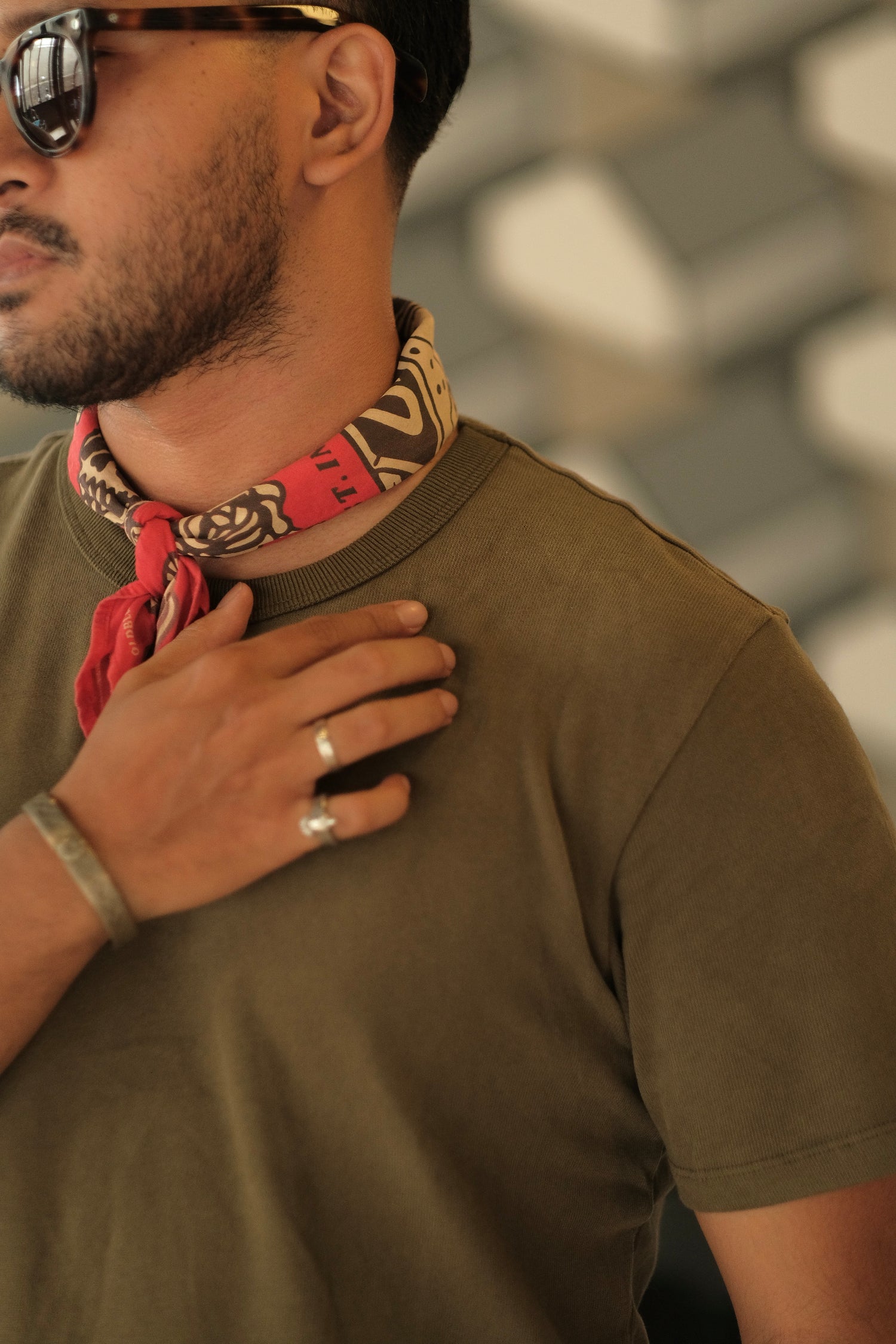 American Cotton Crewneck Tee – Olive Green / Forest Green