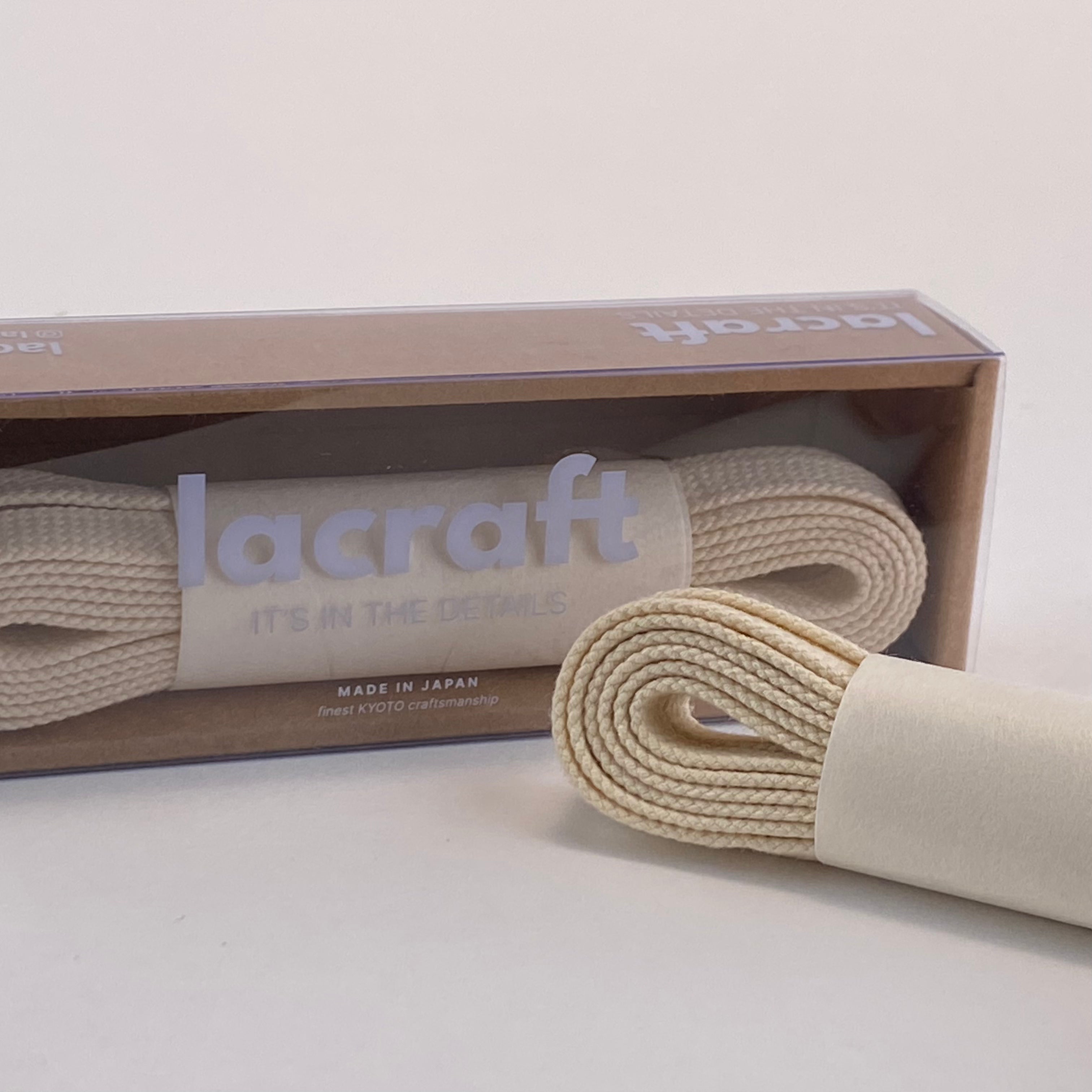 BEIGE SINGLE LAYER COTTON SHOELACES - OAT 【MADE IN JAPAN】