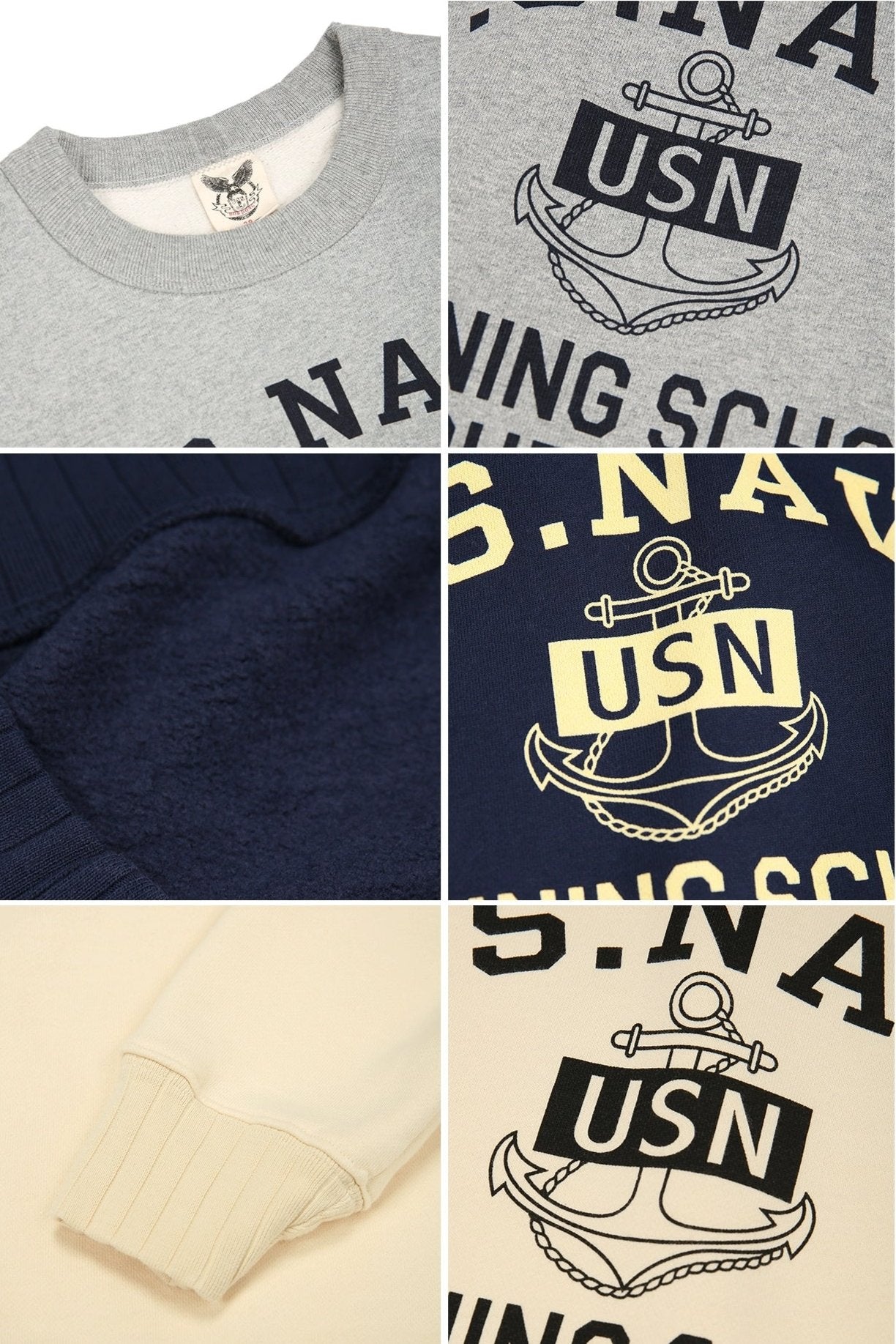 U.S. NAVY Training School Purdue Vintage Crewneck Sweatshirt details Comfysocks