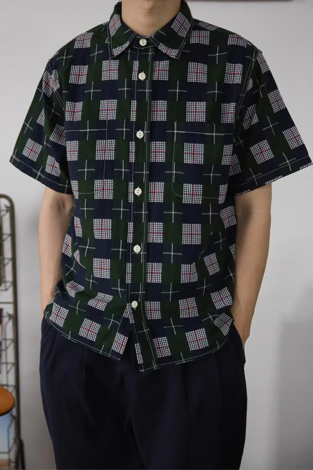 Vintage Inspired Checked Short Sleeve Worker Shirt