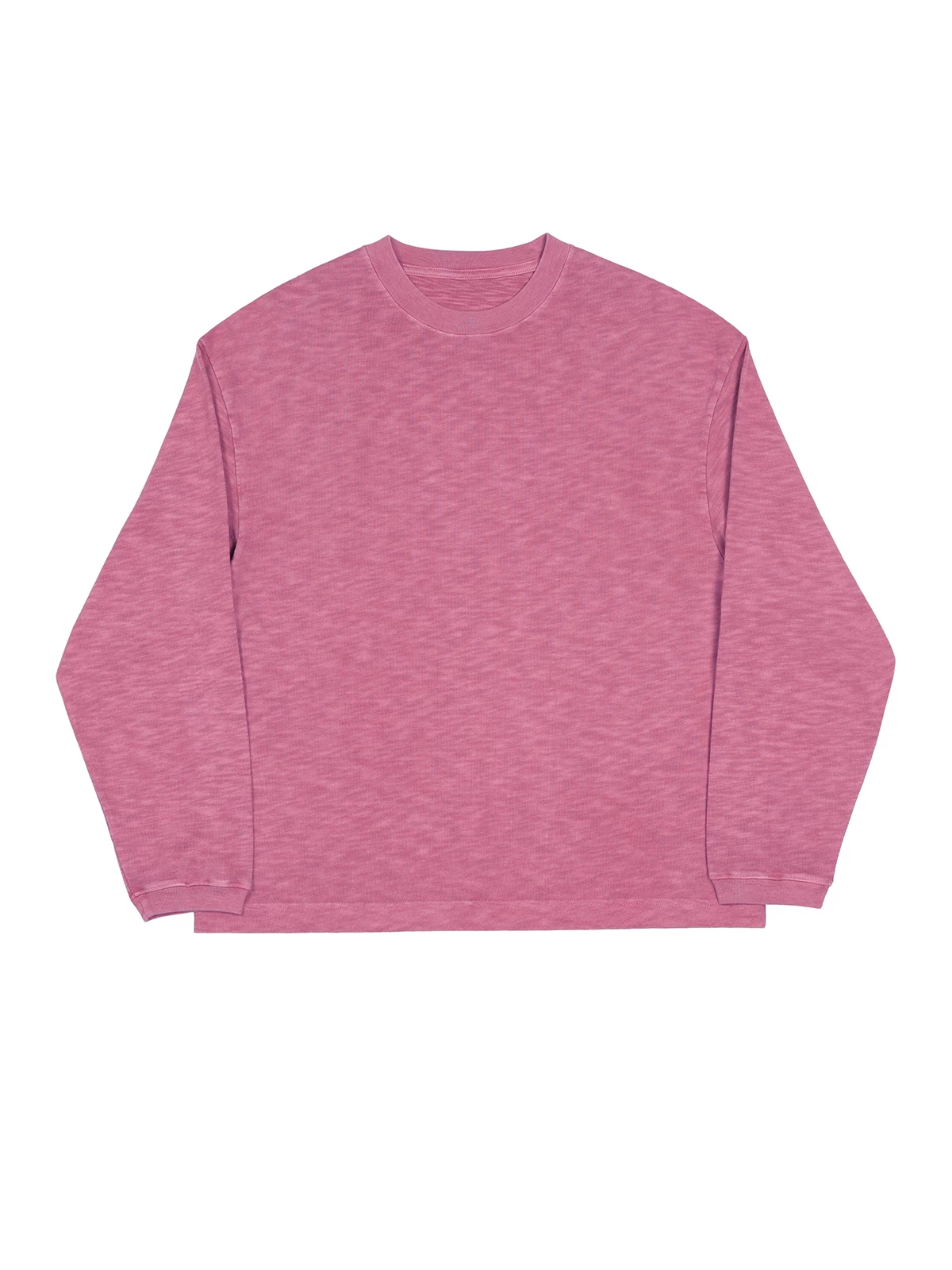 Vintage Washed Crewneck in rose pink on white background”