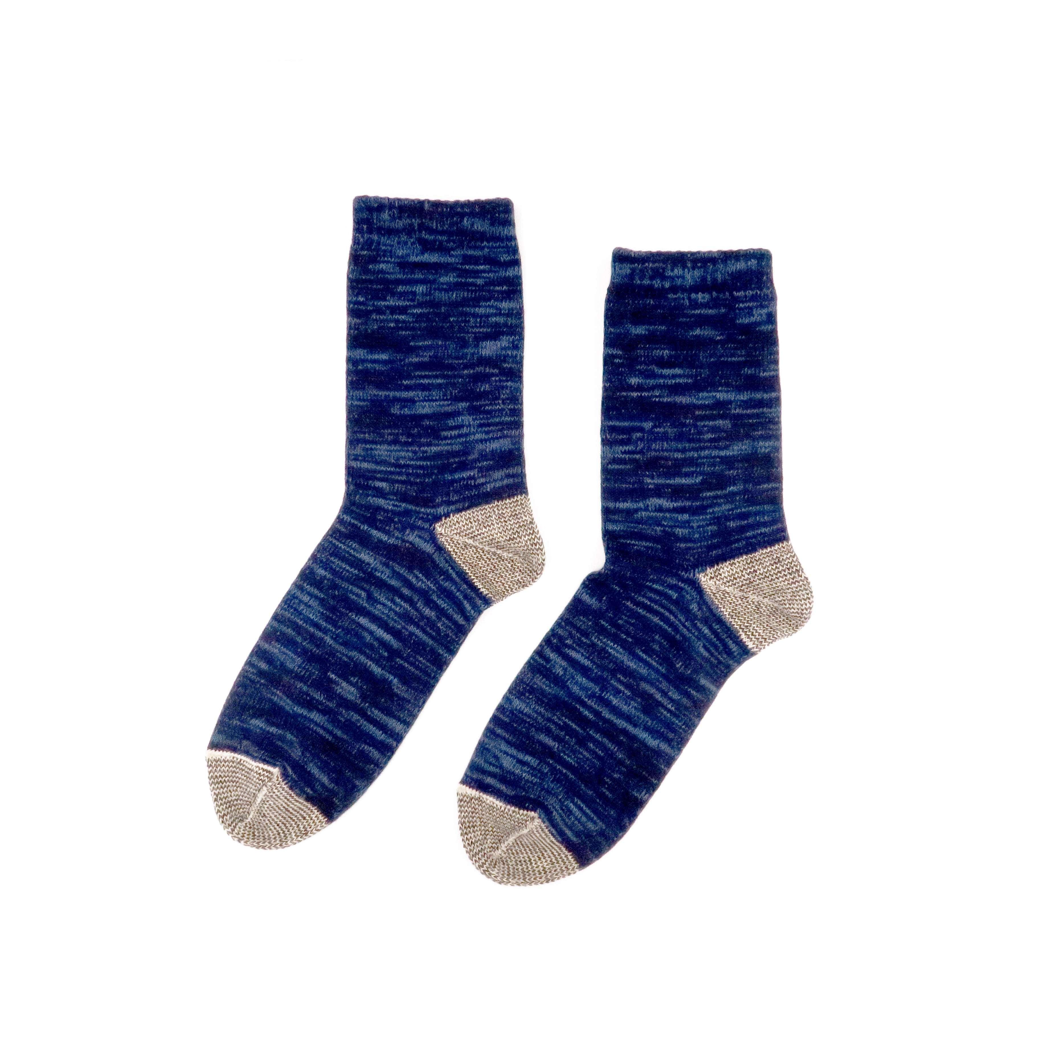 Navy color with grey toe and heel socks