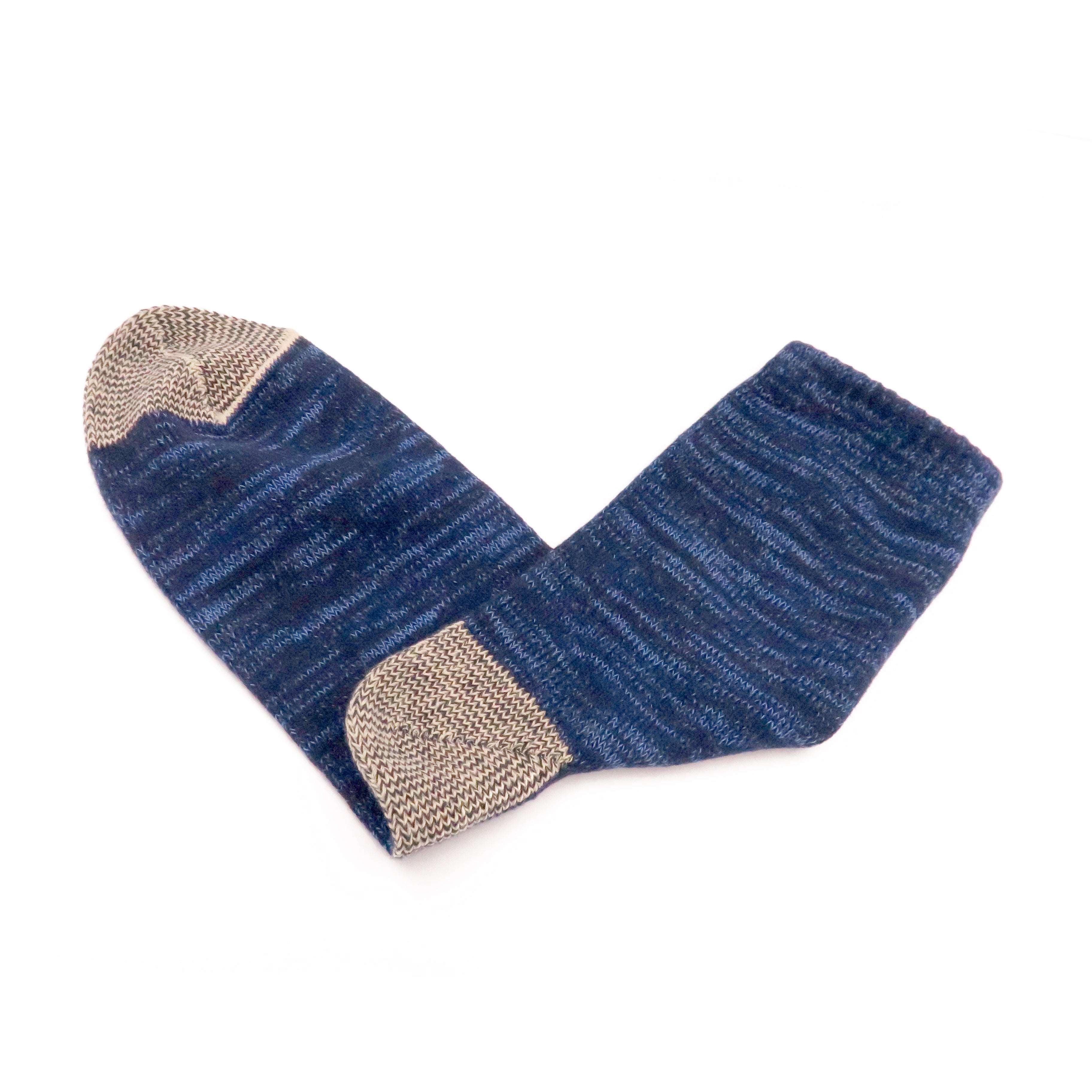 Navy color with grey toe and heel socks