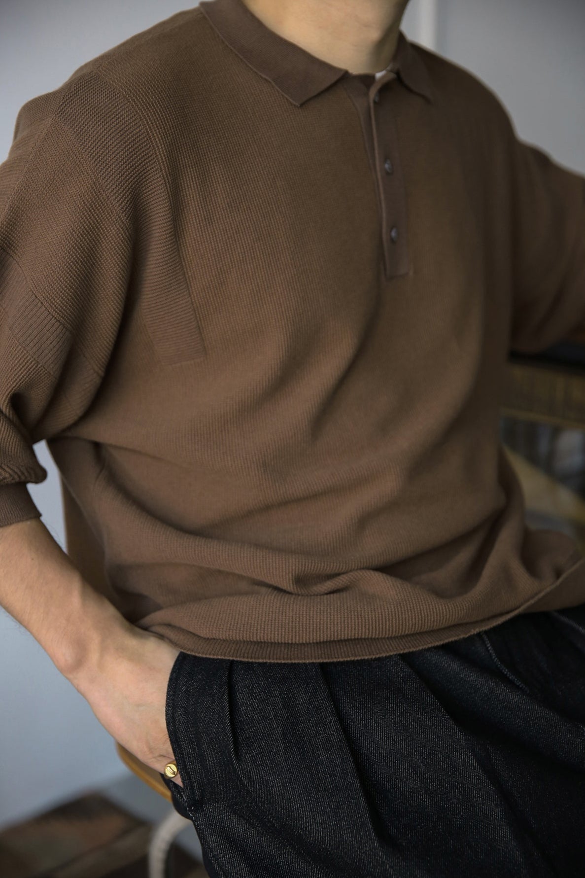 brown oversized knit polo comfysocks