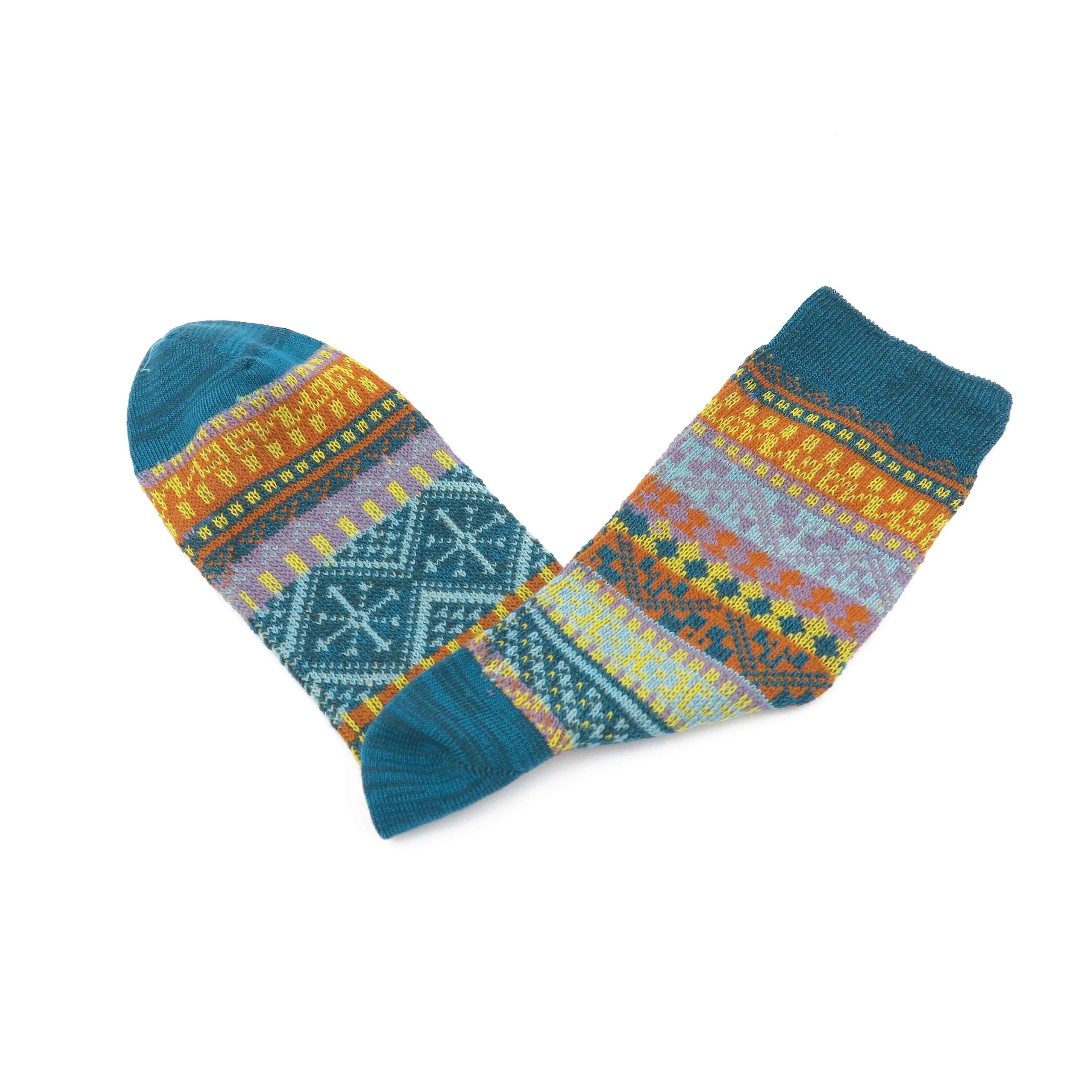 circus socks - teal color with funky pattern