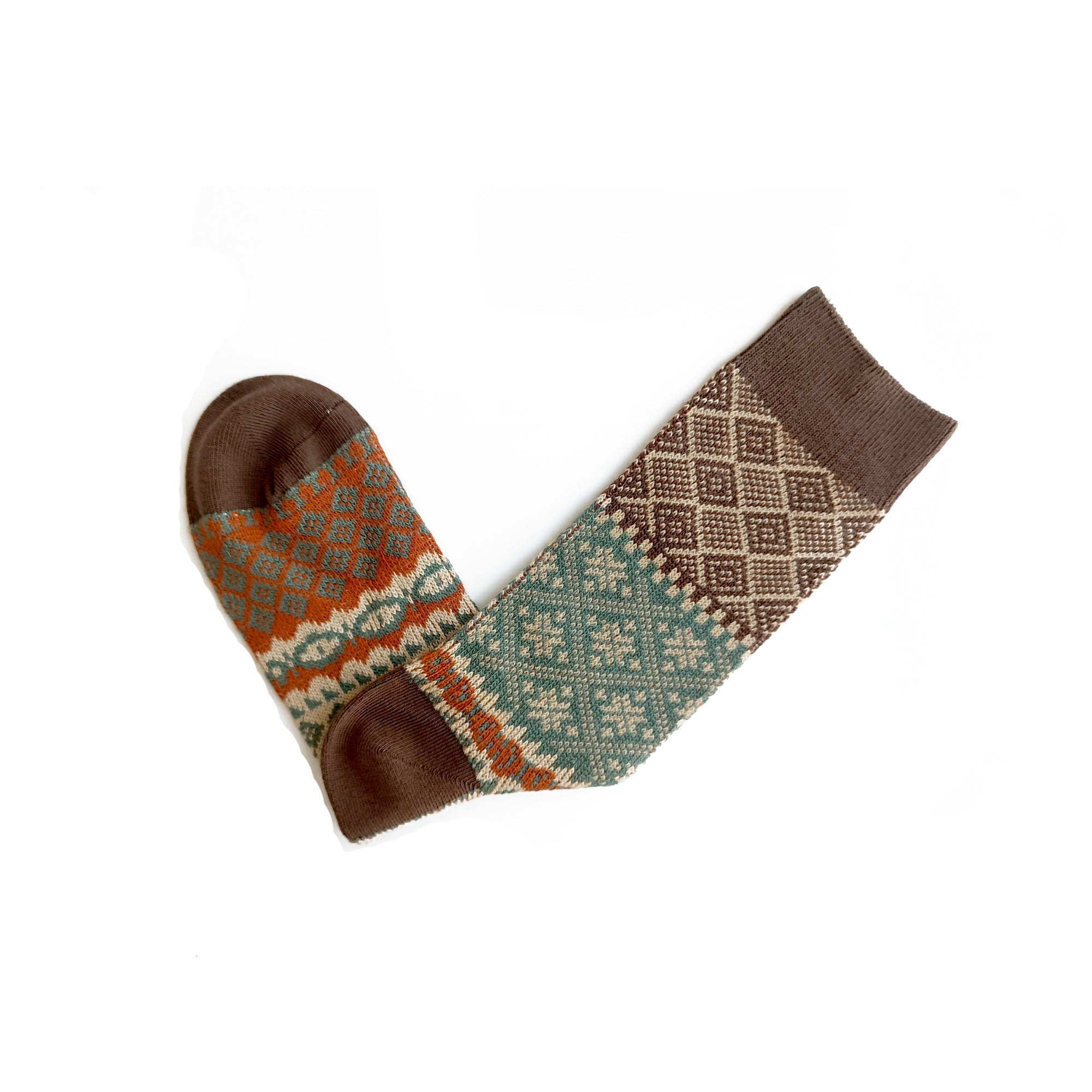 Fatima Socks Brown Tribal Pattern Socks - Comfysocks