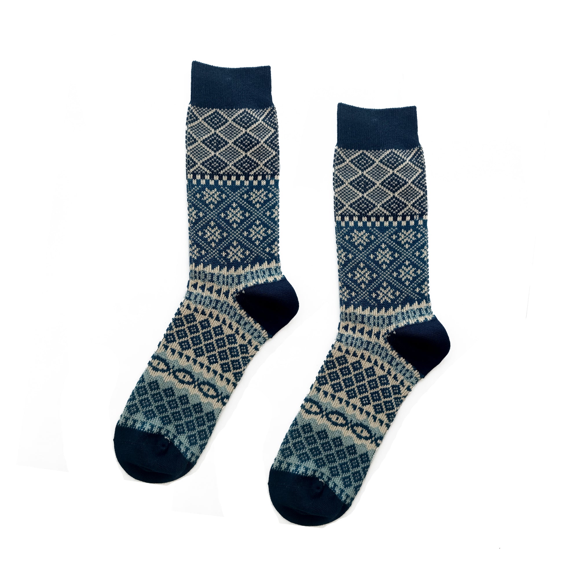 fatima-navy-tribal-pattern-crew-socks