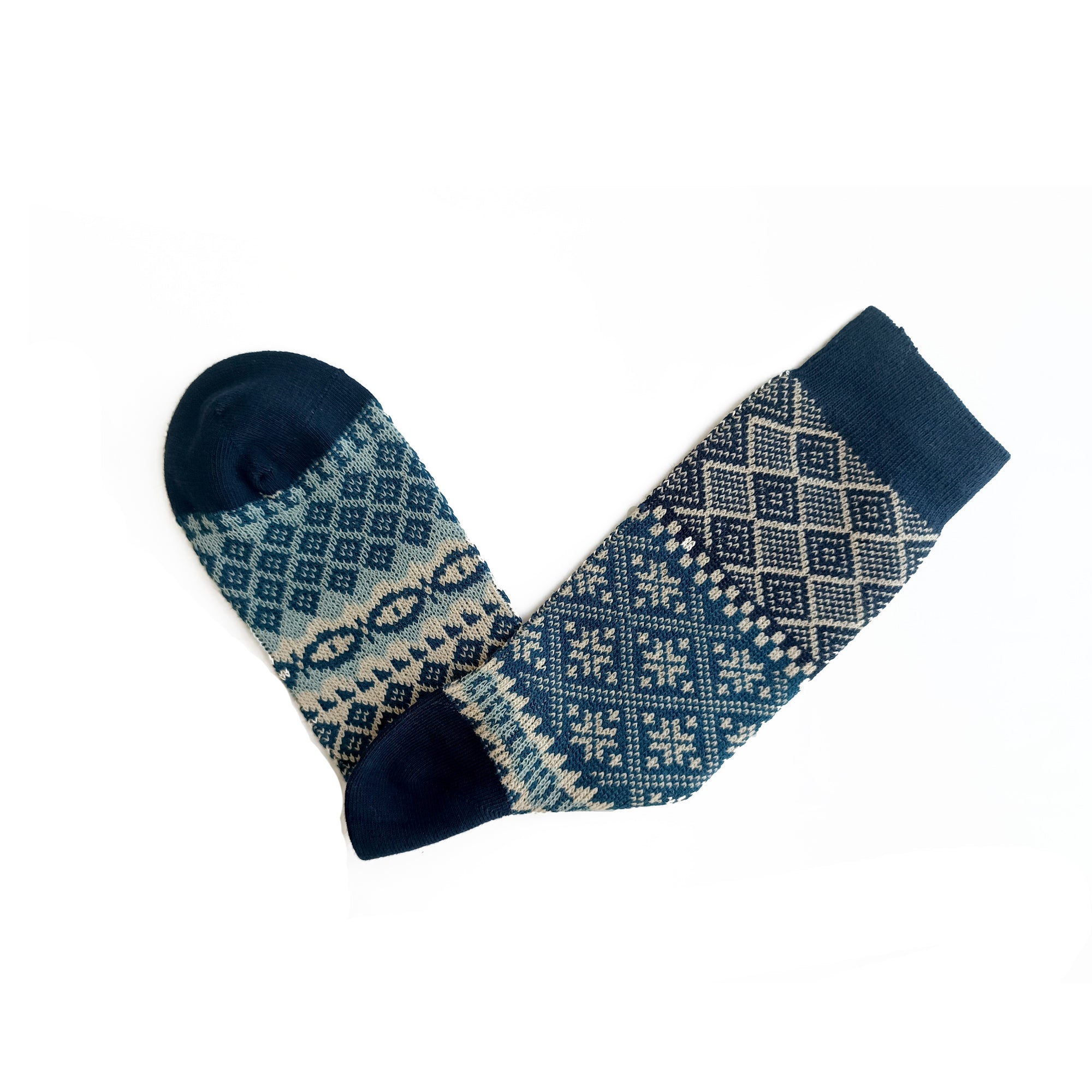 fatima-navy-tribal-pattern-crew-socks