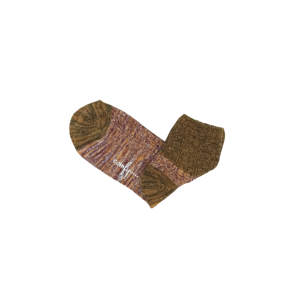 Warm brown and tan colourblock knitted low cut ankle socks – ComfySocks