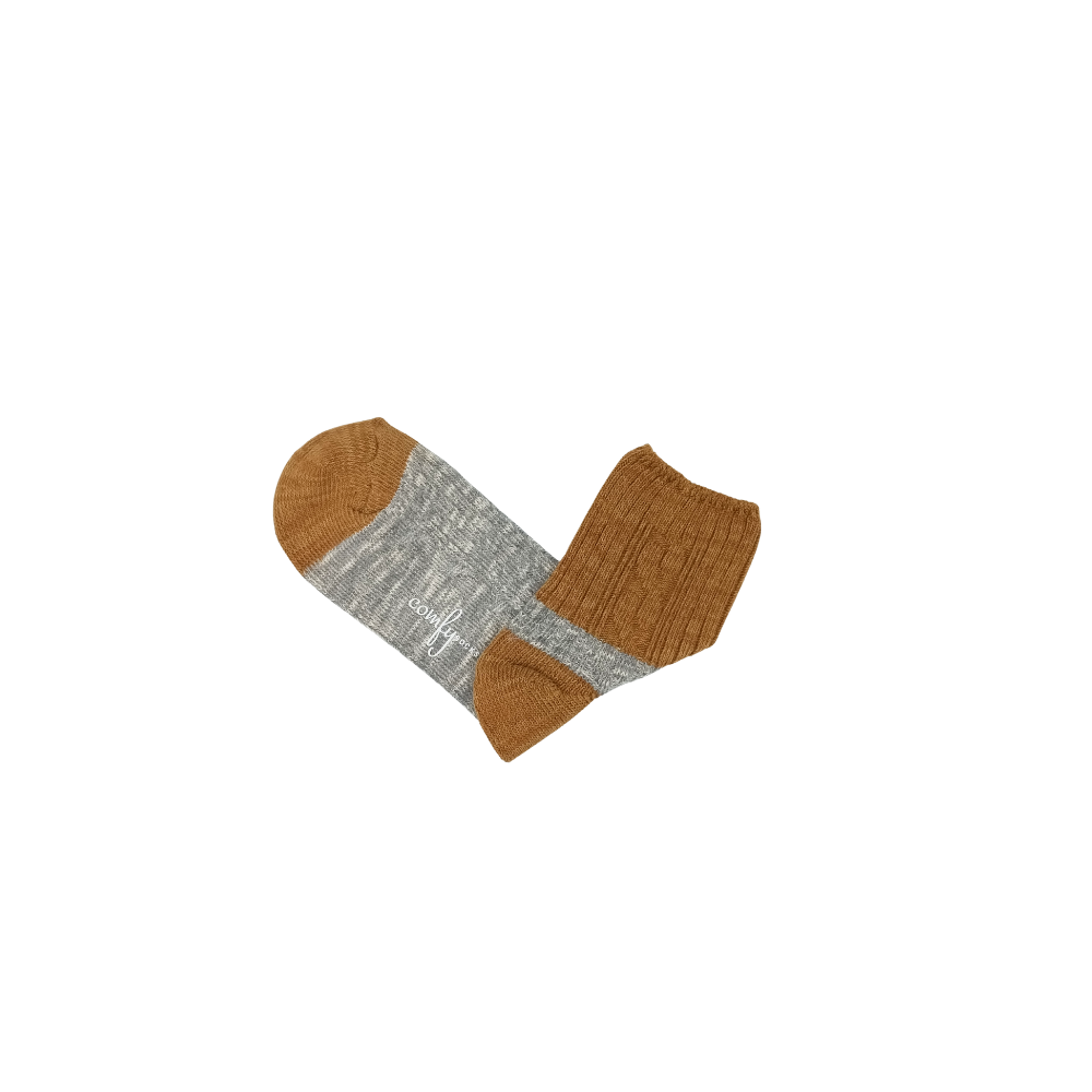Mustard yellow and grey colourblock knitted low cut socks – ComfySocks
