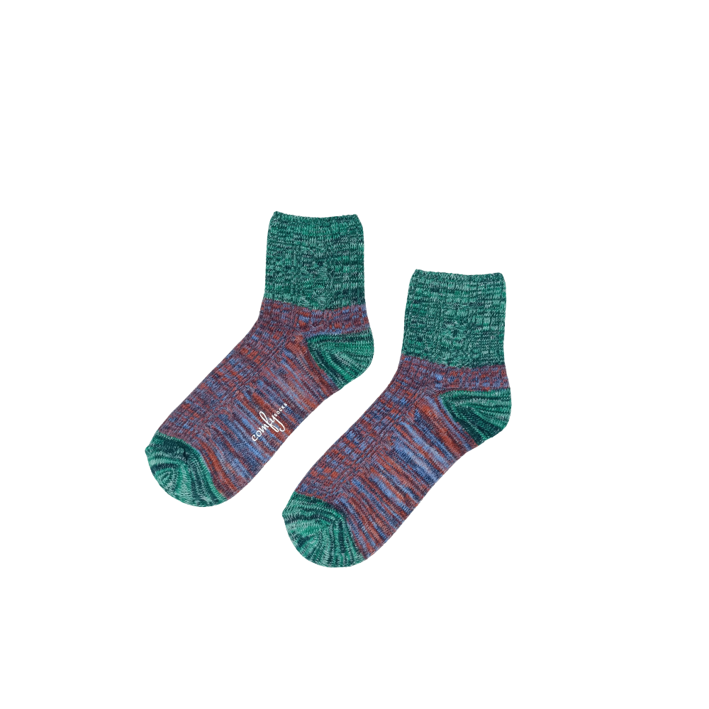 Teal and purple two-tone knitted ankle low socks – ComfySocks