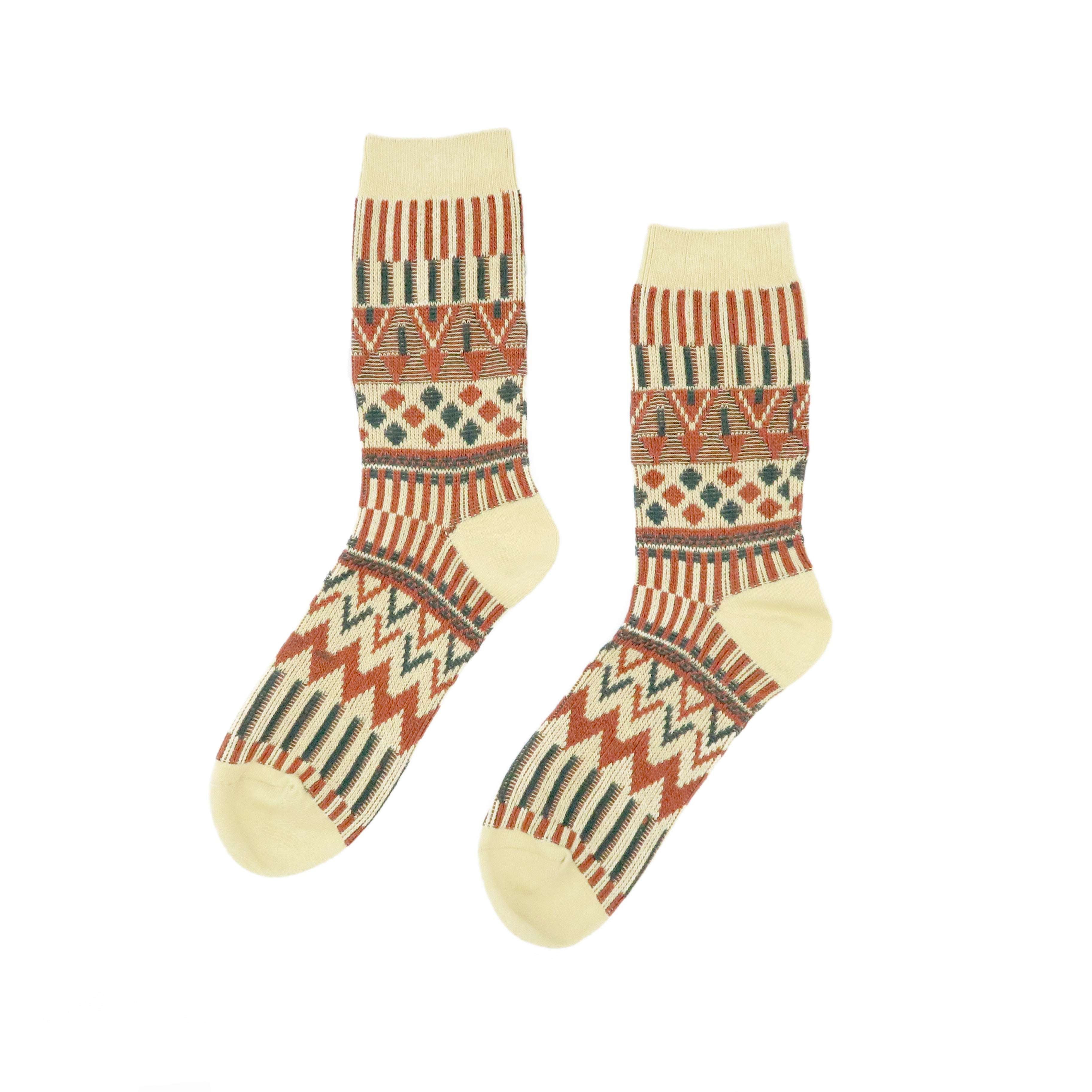 Beige color trial pattern unisex socks