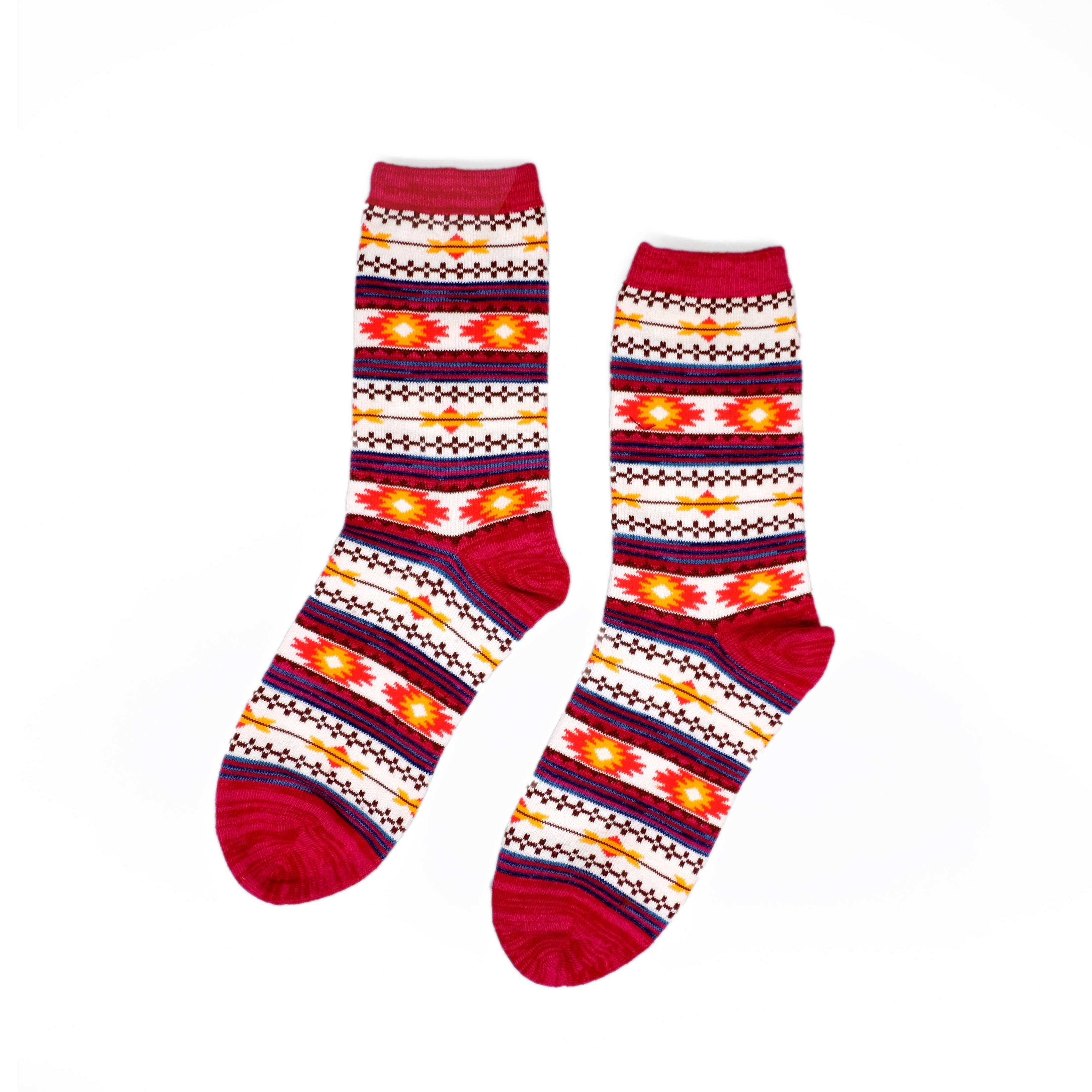 red and white tribal sock