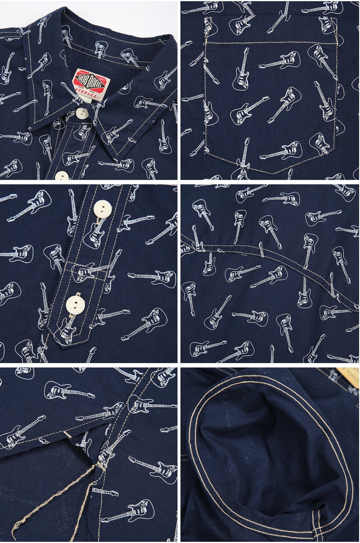 otton linen wabash work shirt stitching detail