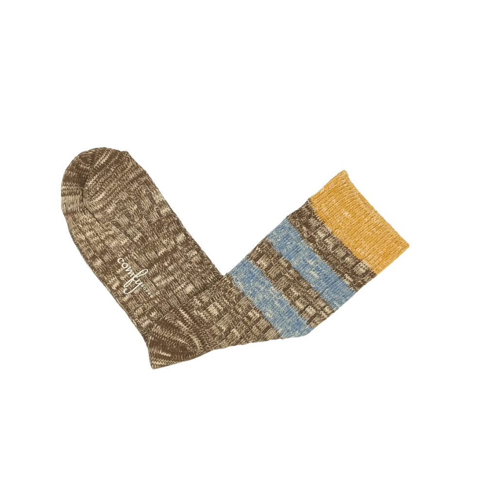 haku striped crew socks brown Comfysocks