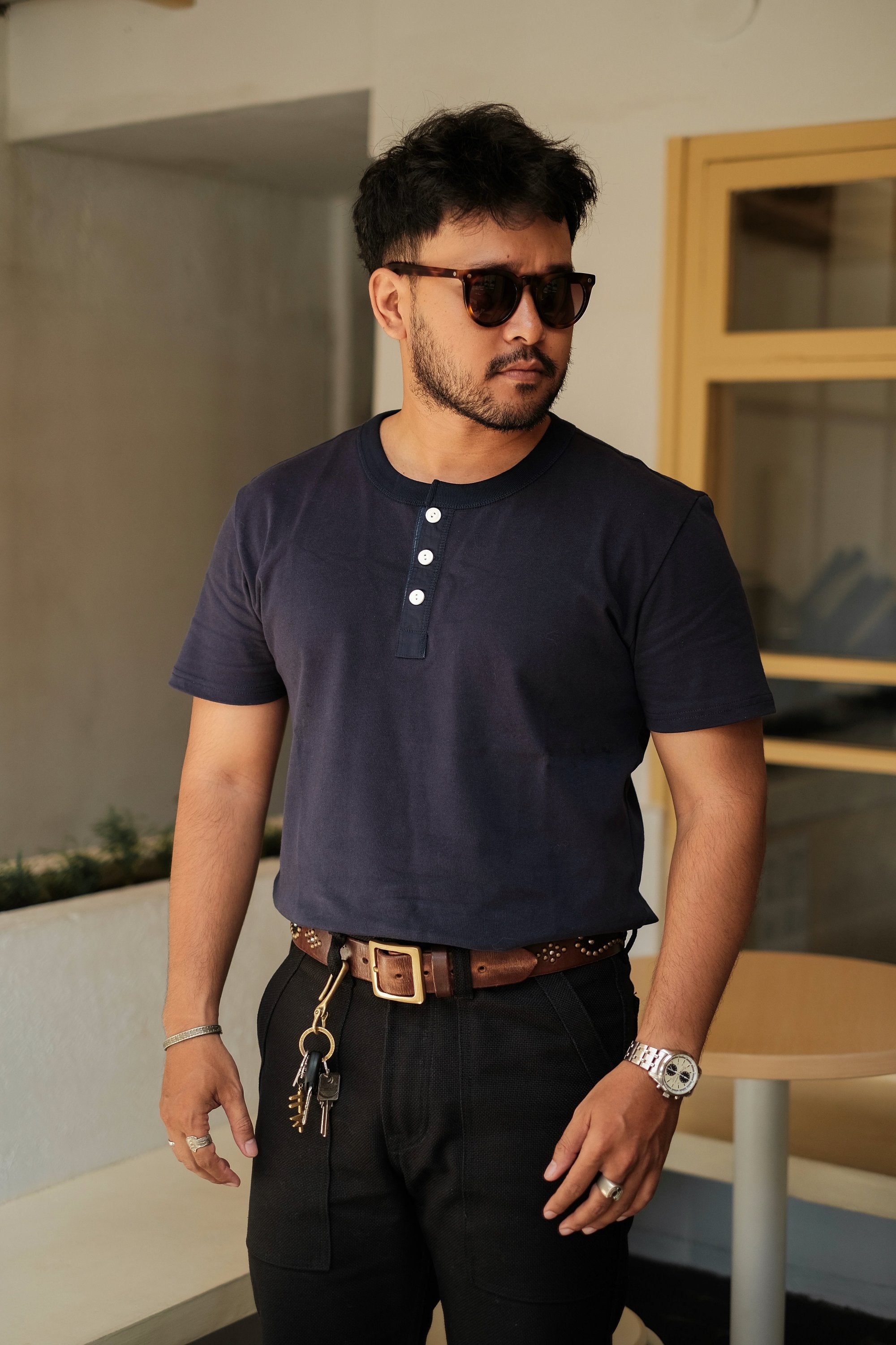 henly shirt navy color with buttons Comfysocks