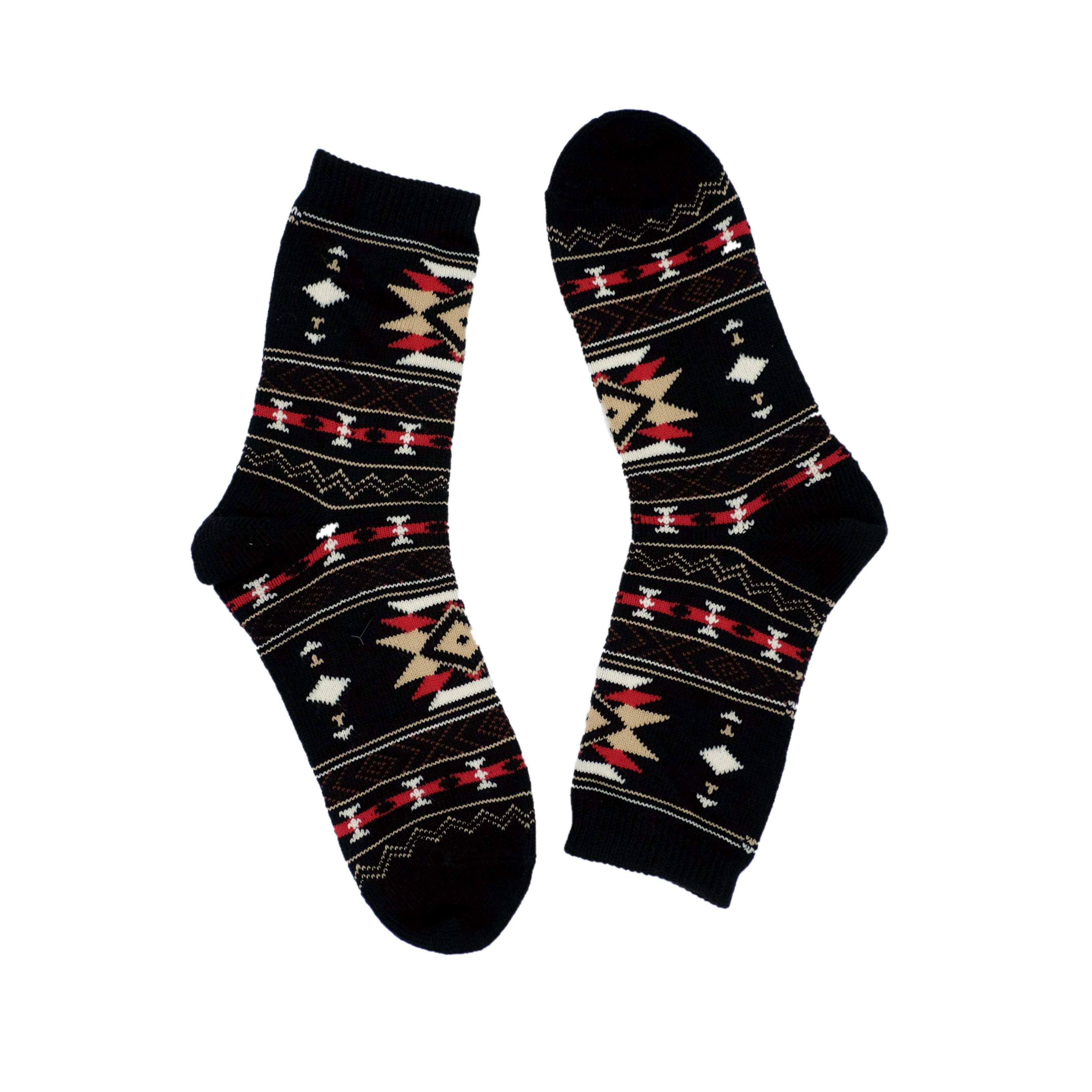 indiana tribal pattern black crew socks