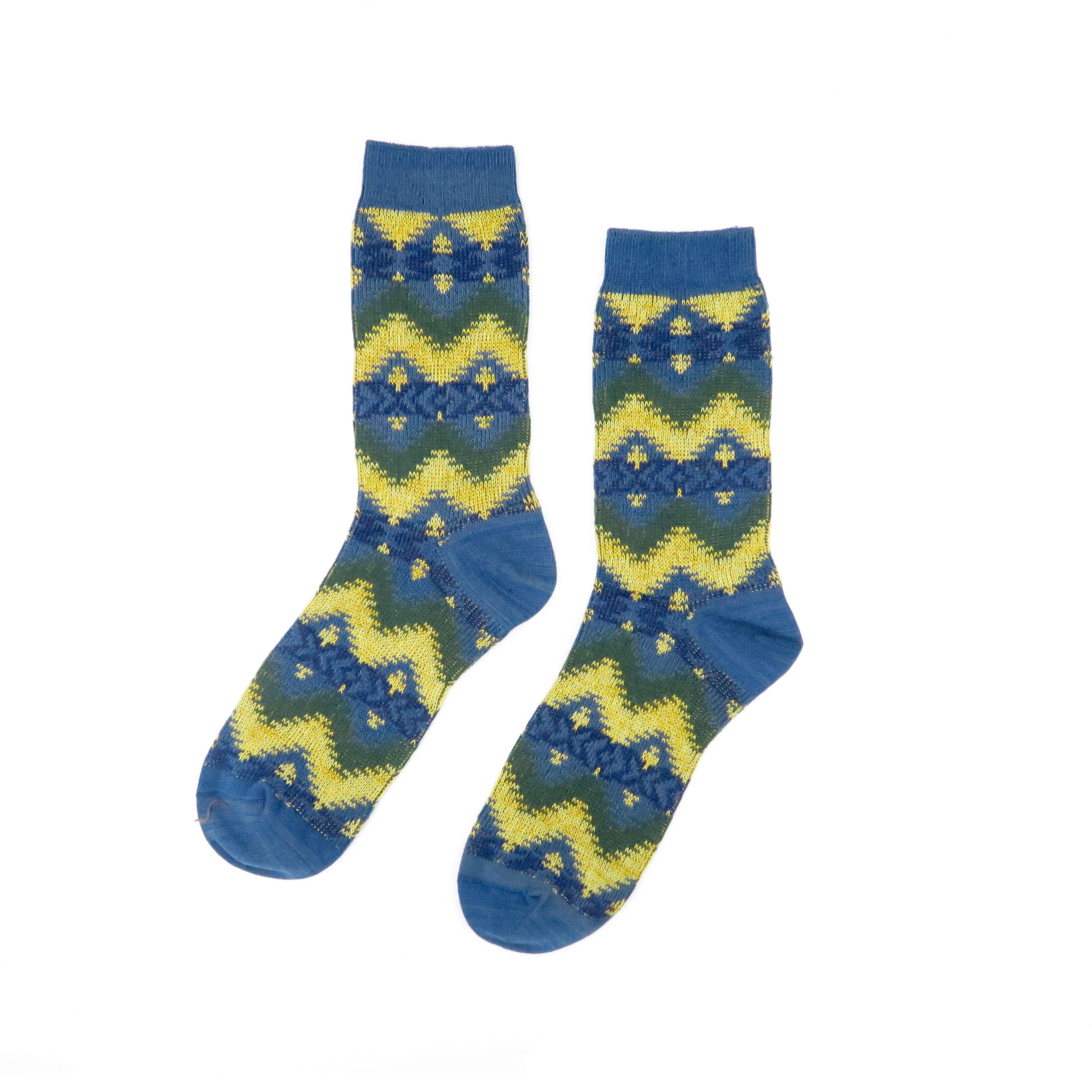 maze pattern yellow and navy socks