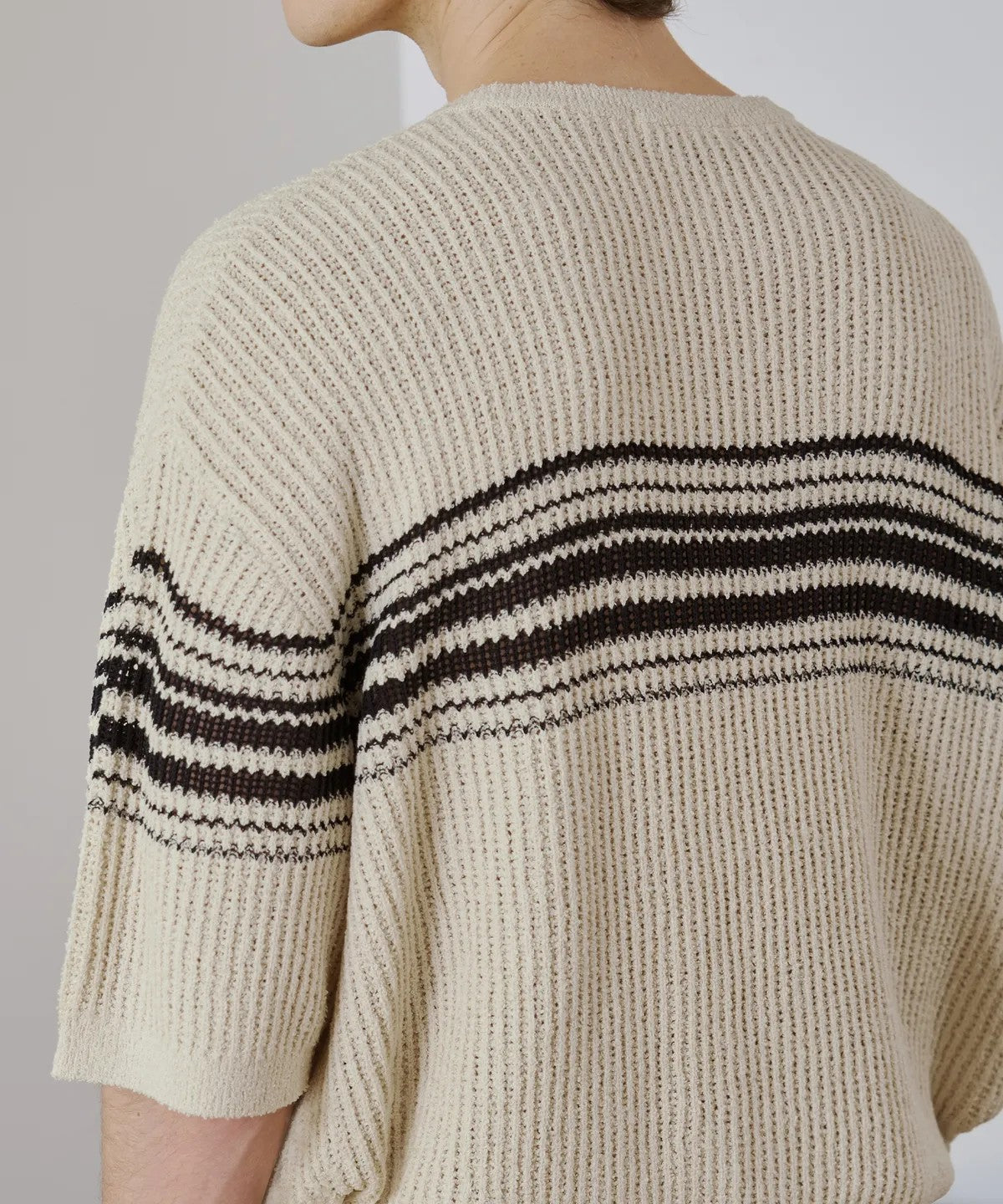 Striped Comfort Knit Tee | Korean Inspired Loose Fit Short Sleeve Sweater | Effortless Style Essential