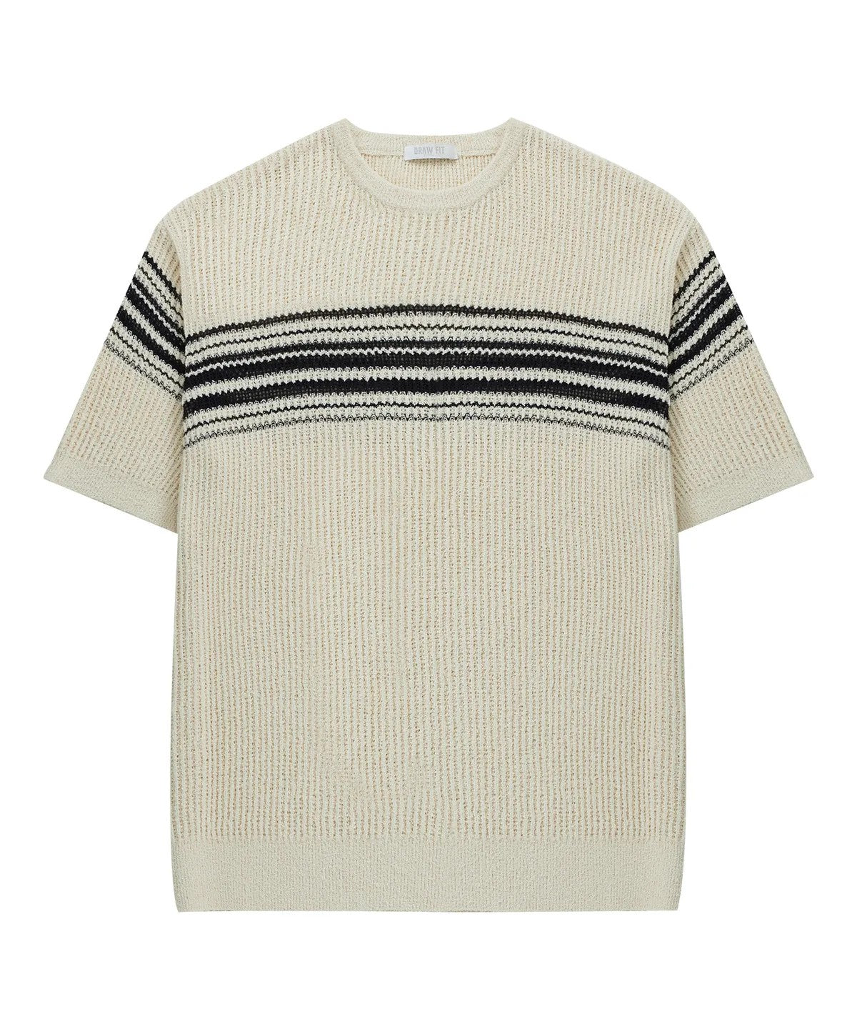 Striped Comfort Knit Tee | Korean Inspired Loose Fit Short Sleeve Sweater | Effortless Style Essential