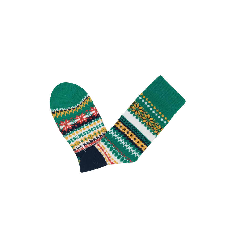 Cozy green and yellow crew socks for men and women