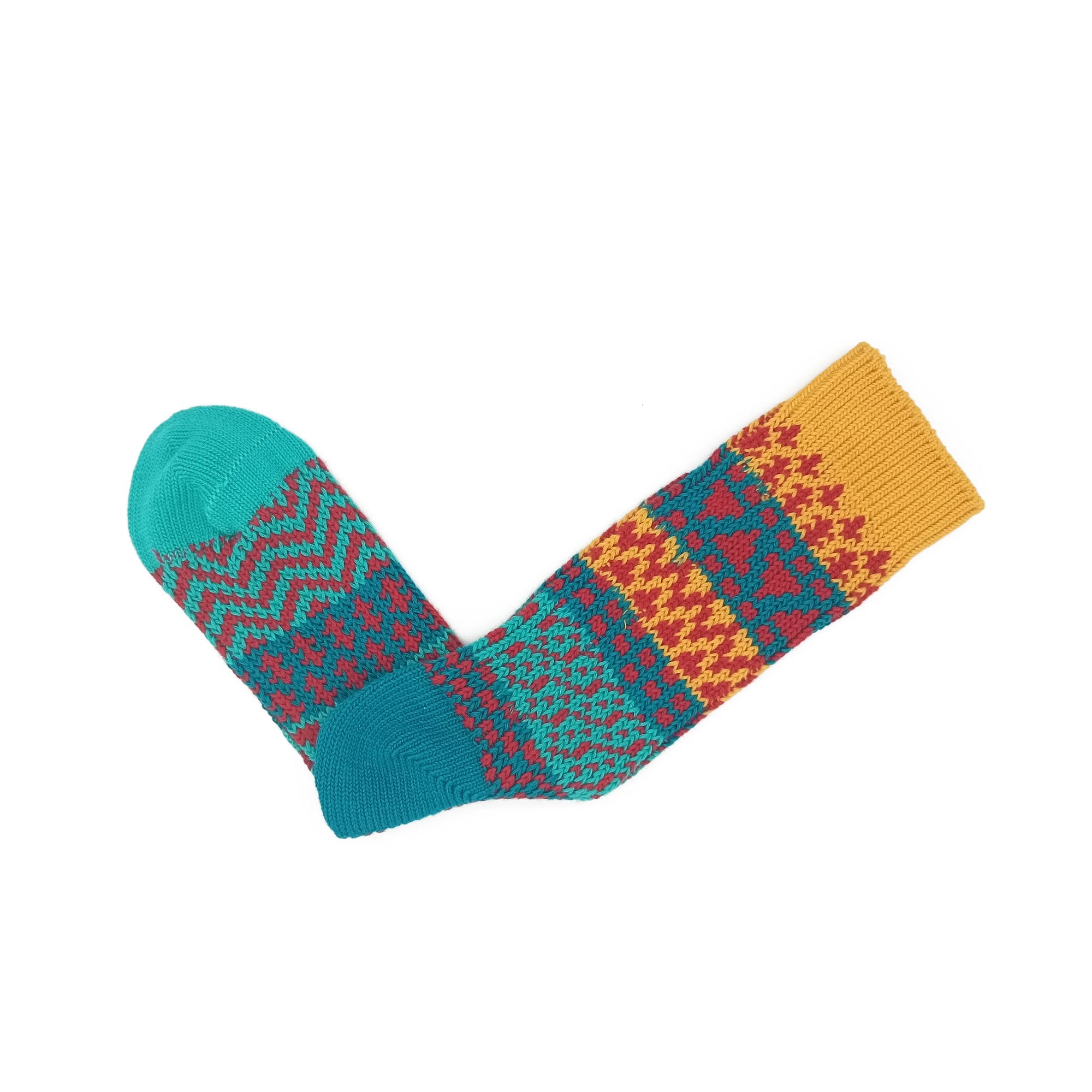 phoneix socks yellow and blue tribal pattern Comfysocks