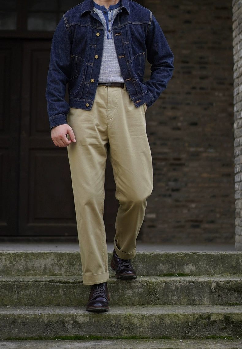 Indigo Waffle Henley Long Sleeve