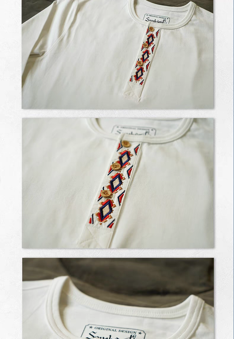 Heavyweight Tribal Embroidered Henley