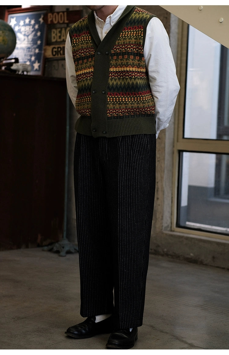 Fair Isle Pattern Australian Wool Jacquard Vest Sweater Cardigan Comfysocks