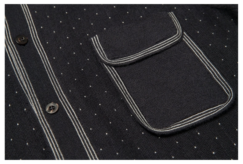 Retro Knit Polo with Contrast Stitching - Tight Fit (Available in Navy & Red)