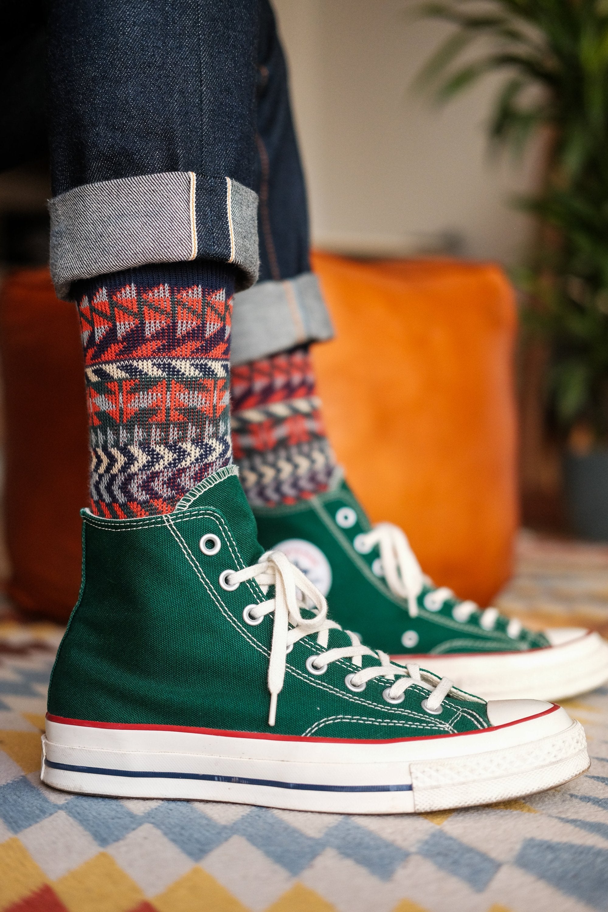 roku navy socks with green converse 70s Comfysocks
