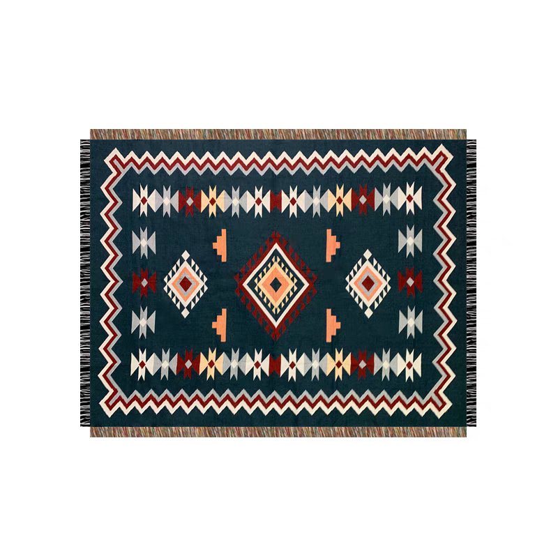 Franco navy tribal pattern rug couch throw