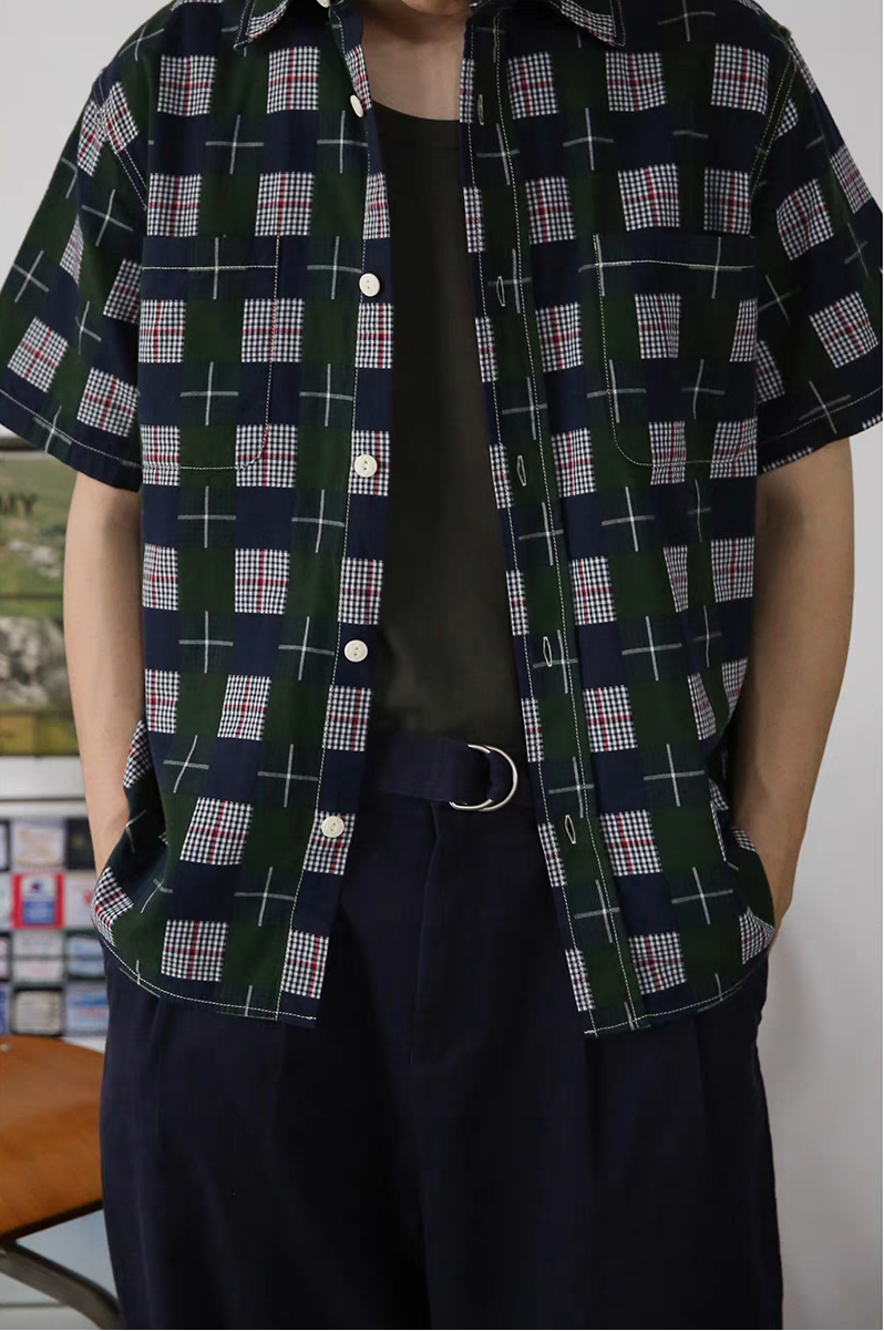 Vintage Inspired Checked Short Sleeve Worker Shirt 2