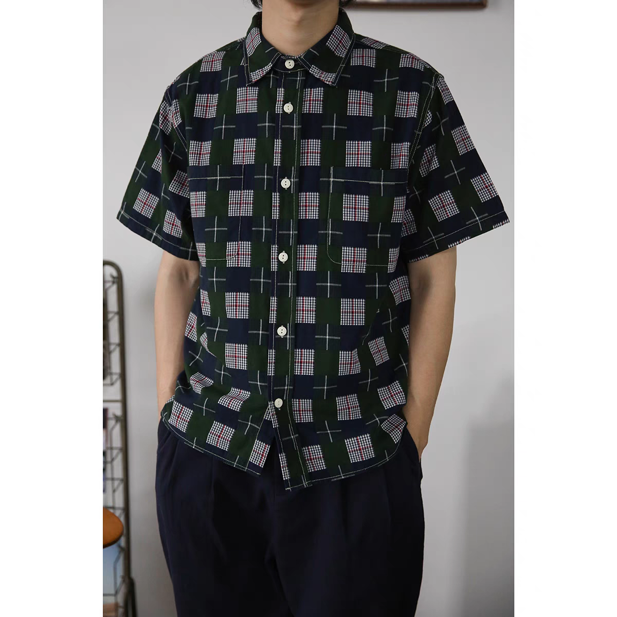 Vintage Inspired Checked Short Sleeve Worker Shirt