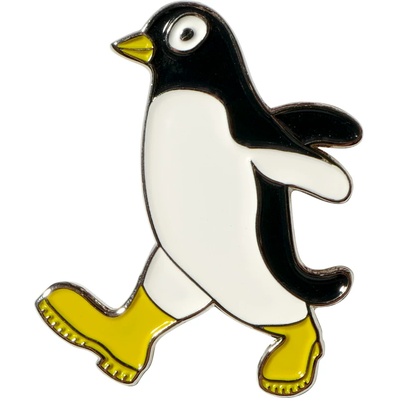 Cute penguin pin accessory with yellow boots
