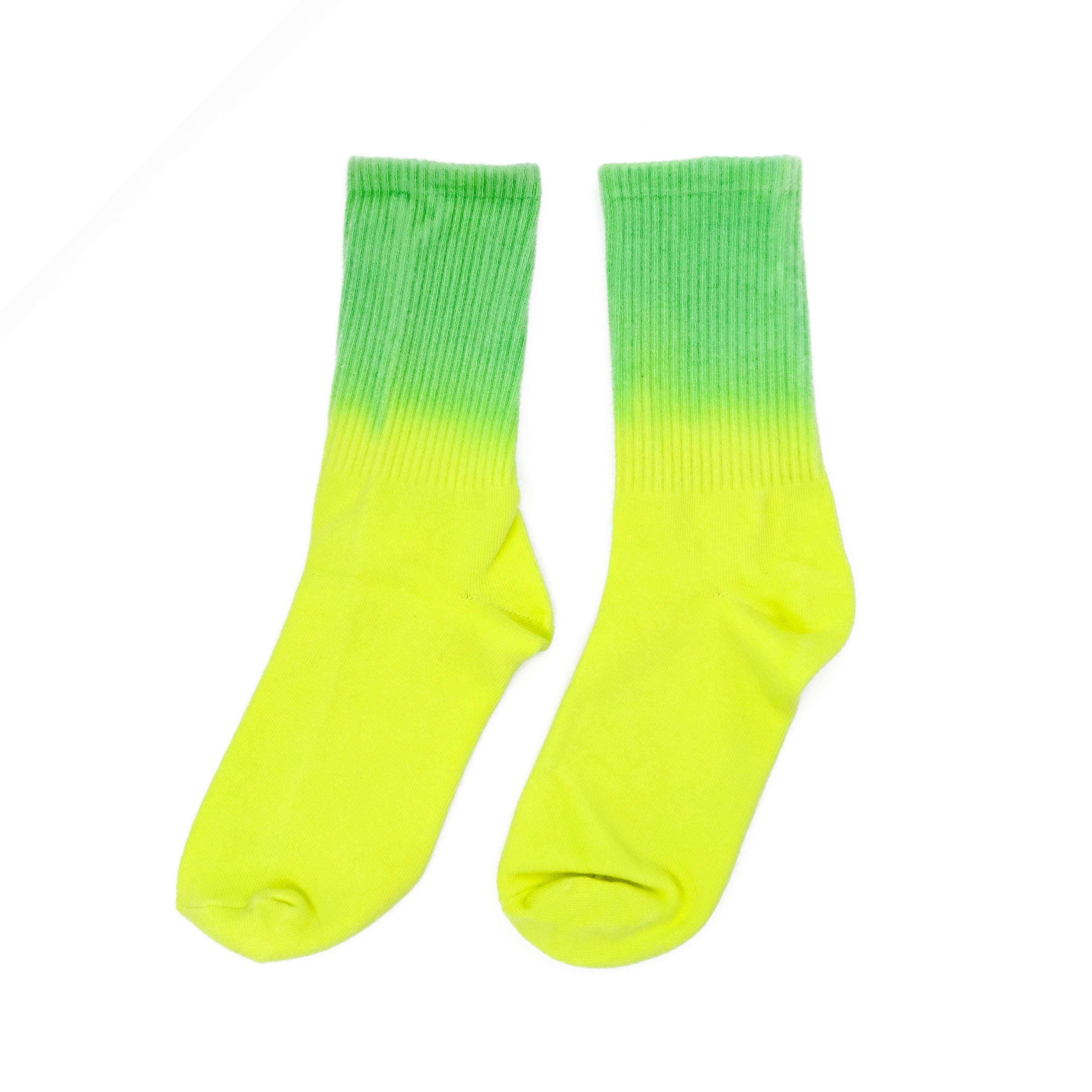 Tie Dye sock - Neon Green and Yellow