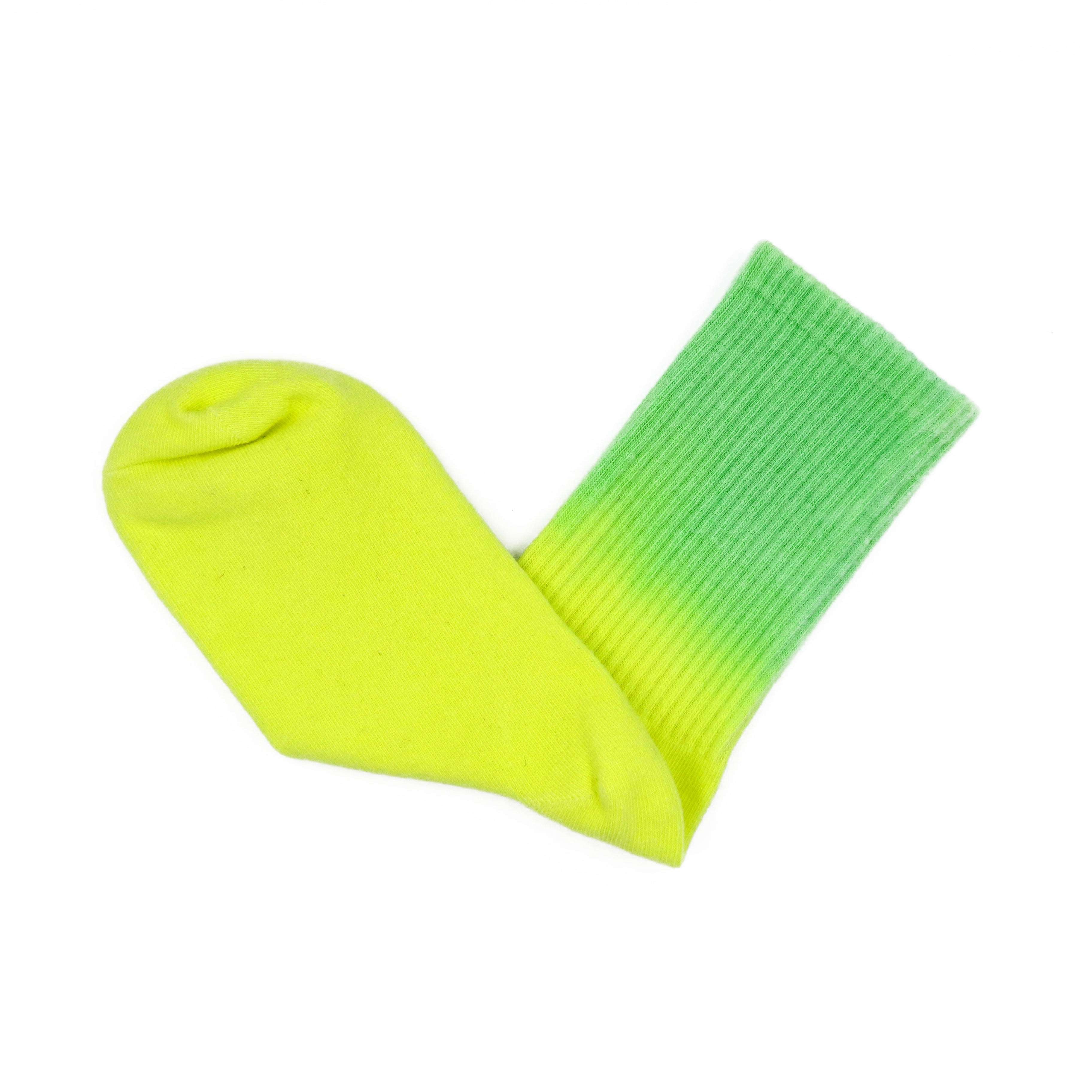 Tie Dye sock - Neon Green and Yellow