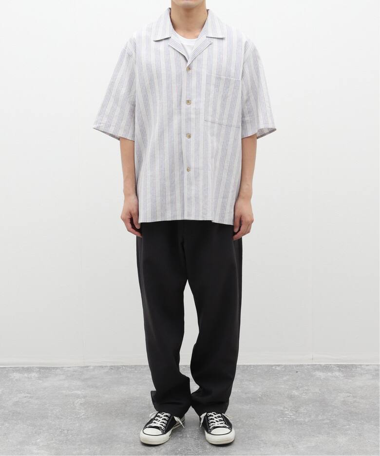 Your New Summer Go-To: The European Flax Blend Striped Open Collar Shirt