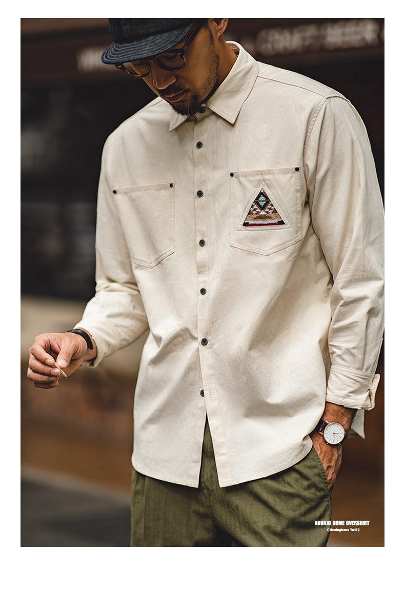 Navajo tribal patch chest pocket shirt