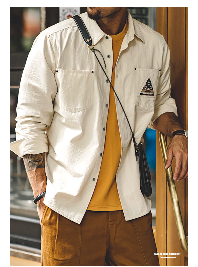 Navajo tribal patch chest pocket shirt