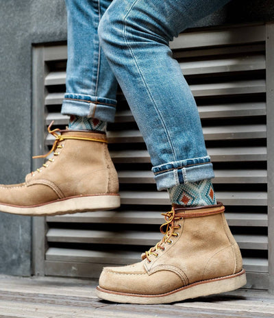 Beige Redwings with white mosaic socks