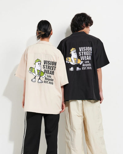 Vision Street Wear Oversized Ghost Skater Embroidered Shirt | Black