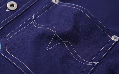 Aoi - 靛藍棉麻短袖工作襯衫