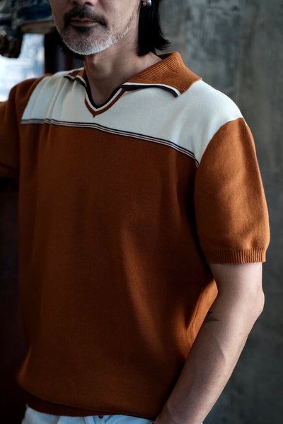 Klish - VIntage Collar Shirt in Brown and White